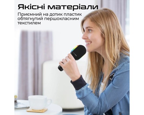 Мікрофон Promate VocalMic Bluetooth 2 x AUX LED Black (vocalmic.black)