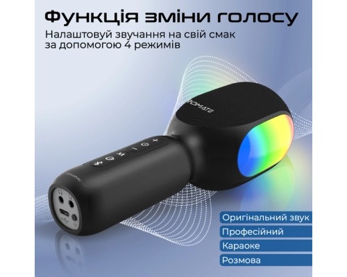 Мікрофон Promate VocalMic Bluetooth 2 x AUX LED Black (vocalmic.black)