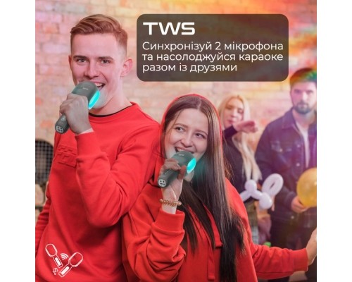 Мікрофон Promate VocalMic Bluetooth 2 x AUX LED Black (vocalmic.black)