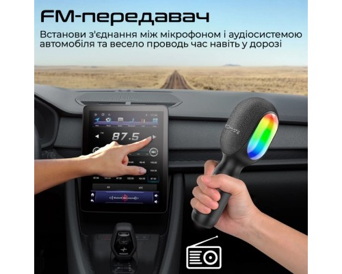 Мікрофон Promate VocalMic Bluetooth 2 x AUX LED Black (vocalmic.black)
