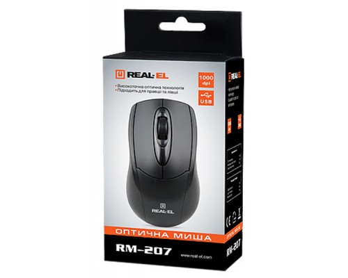 Мишка REAL-EL RM-207, USB, black