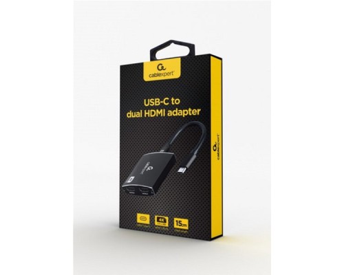 Концентратор Cablexpert USB-C to 2 HDMI (2 ind. screens)/PD/Аudio 3.5mm (A-CM-HDMIF2-01)