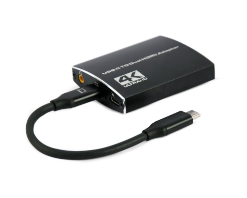Концентратор Cablexpert USB-C to 2 HDMI (2 ind. screens)/PD/Аudio 3.5mm (A-CM-HDMIF2-01)