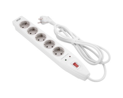 Мережевий фільтр живлення 2E 5XSchuko, 3G*1.5мм, 2м, white (2E-SP515M2WH)