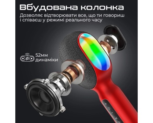 Мікрофон Promate VocalMic Bluetooth 2 x AUX LED Red (vocalmic.red)