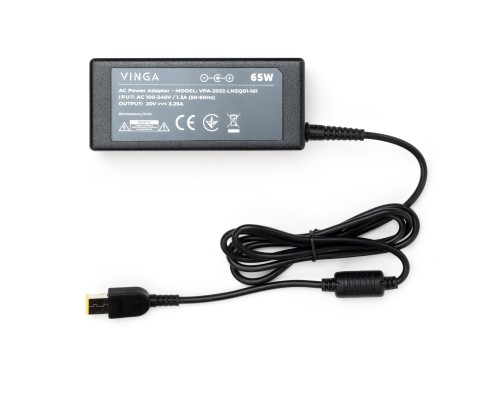 Блок живлення до ноутбуку Vinga Lenovo 65W 20V 3.25А square with pin (VPA-2032-LNSQ01-101)