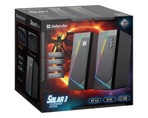 Акустична система Defender Solar 3 Bluetooth Light USB Black (65103)
