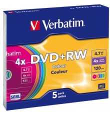 Диск DVD Verbatim 4.7Gb 4x SlimCase 5шт Color (43297)