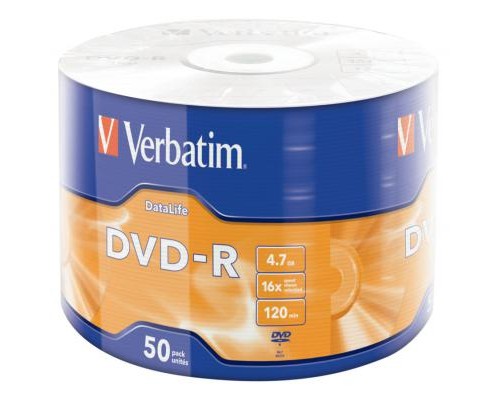 Диск DVD Verbatim 4.7Gb 16X Wrap-box 50pk Extra MATT SILVER (43791)
