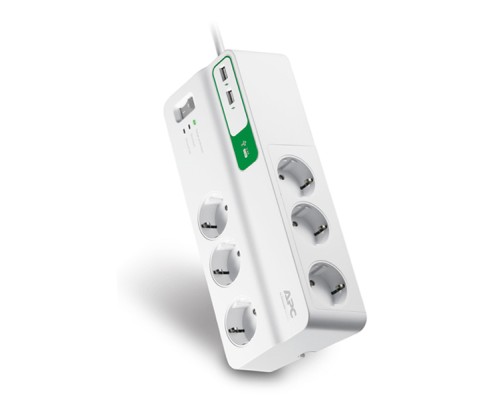 Мережевий фільтр живлення APC Essential SurgeArrest 6 outlets + 2 USB (5V, 2.4A) port (PM6U-RS)
