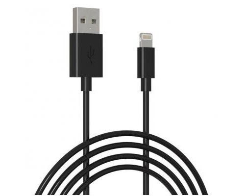 Дата кабель USB 2.0 AM to Lightning 1.0m Cu, 2.1А, Black Grand-X (PL01B)