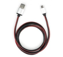 Дата кабель USB 2.0 AM to Micro 5P 1m pu leather black Vinga (VCPDCMLS1BK)