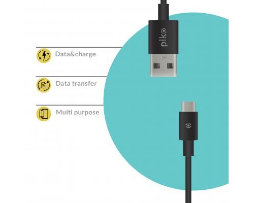 Дата кабель USB 2.0 AM to Type-C 2.0m CB-UT12 black Piko (1283126493850)
