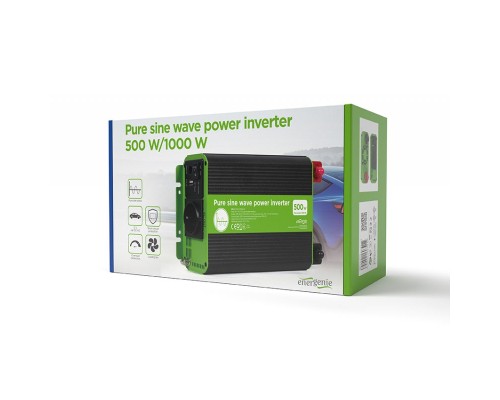 Автомобільний інвертор 12V/230V 500W (1000W peak power) чиста синусоїда EnerGenie (EG-PWC-PS500-01)