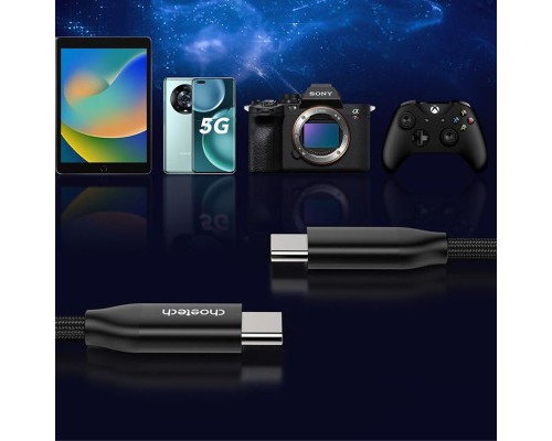 Дата кабель USB-С to USB-С 2.0m 240W USB2.0 Choetech (XCC-1036-BK)