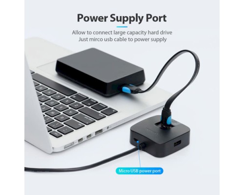 Концентратор Vention USB 3.0 to 4хUSB 3.0 Black 1.0m (CHBBF)