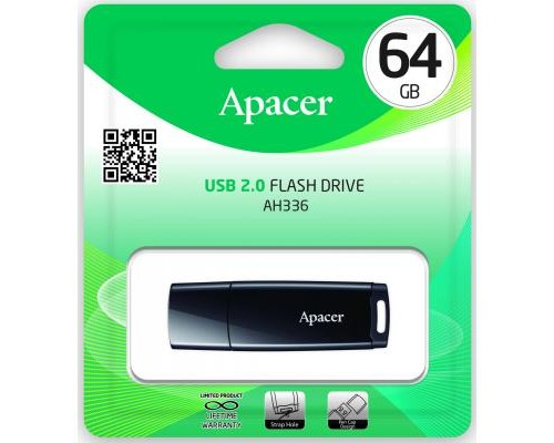 USB флеш накопичувач Apacer 64GB AH336 Black USB 2.0 (AP64GAH336B-1)