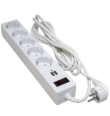 Мережевий фільтр живлення Patron 3m + 2 USB 2.0, 2.1A, 5 роз. White (EXT-PN-SP-53-USB-W)