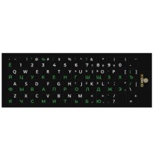 Наклейка на клавіатуру XoKo 48 keys UA/rus green, Latin white (XK-KB-STCK-SM)