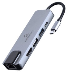 Концентратор Cablexpert USB-C 5-in-1 (hub/HDMI/PD/LAN) (A-CM-COMBO5-04)