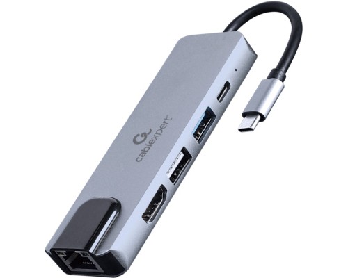 Концентратор Cablexpert USB-C 5-in-1 (hub/HDMI/PD/LAN) (A-CM-COMBO5-04)