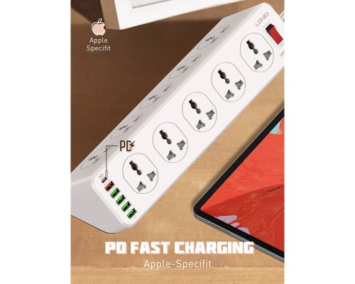 Мережевий фільтр живлення LDNIO SC10610, 5роз + 3USB (SC10610)