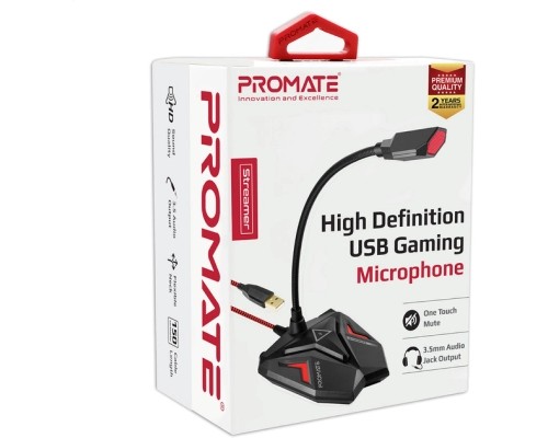 Мікрофон Promate Streamer LED USB Maroon (streamer.maroon)