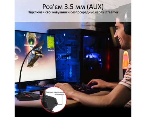 Мікрофон Promate Streamer LED USB Maroon (streamer.maroon)