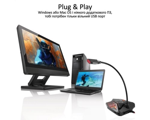 Мікрофон Promate Streamer LED USB Maroon (streamer.maroon)