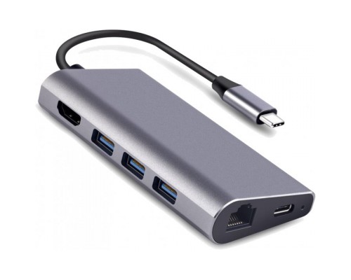 Концентратор Dynamode USB3.1 Type-C to HDMI, 3хUSB3.0, RJ45, USB Type-C Female, SD (Dock-USB-TypeC-HDMI-USB3.0-RJ45)