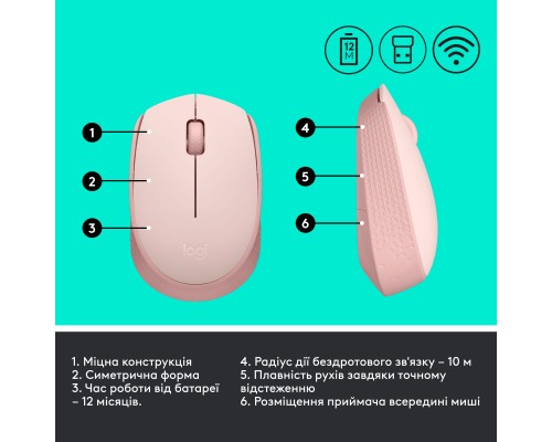 Мишка Logitech M171 Rose (910-006865)