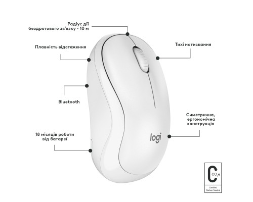 Мишка Logitech M240 Silent Bluetooth Off-White (910-007120)