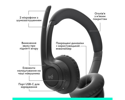 Навушники Logitech Zone 300 Bluetooth Graphite (981-001407)