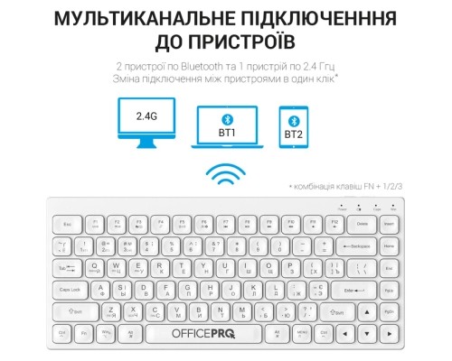 Клавіатура OfficePro SK955W Wireless/Bluetooth White (SK955W)