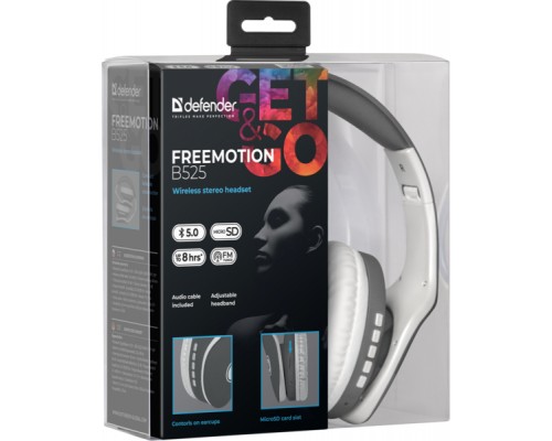 Навушники Defender FreeMotion B525 Bluetooth Gray-White (63527)