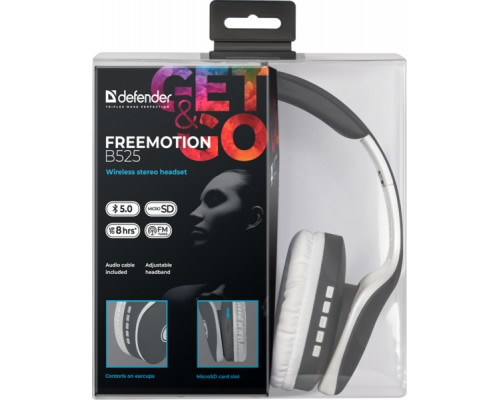 Навушники Defender FreeMotion B525 Bluetooth Gray-White (63527)