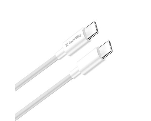 Дата кабель USB-C to USB-C 1.0m 5A 100W white ColorWay (CW-CBPDCC058-WT)