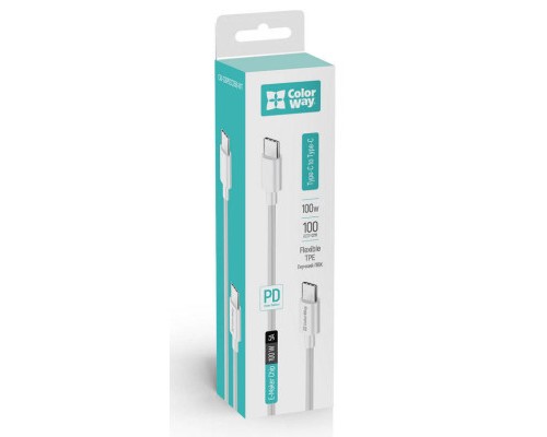 Дата кабель USB-C to USB-C 1.0m 5A 100W white ColorWay (CW-CBPDCC058-WT)