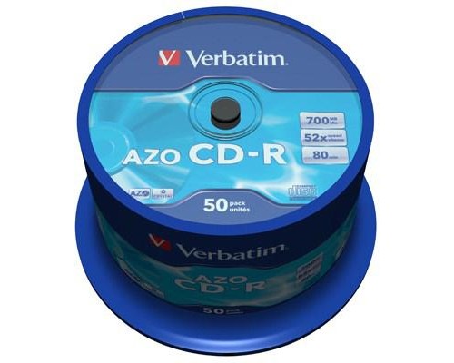 Диск CD Verbatim 700Mb 52x Cake box 50 Crystal AZO (43343)