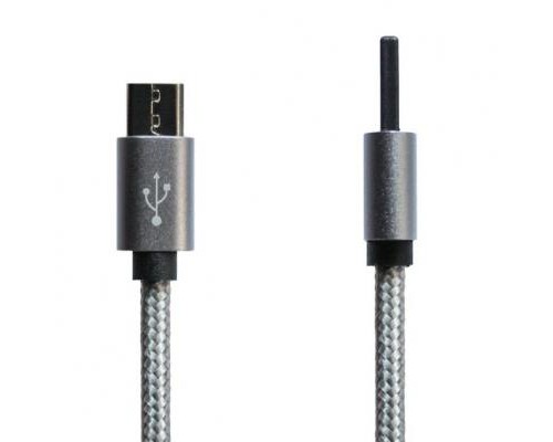 Дата кабель USB 2.0 AM to Micro 5P 1.0m Grey/Black Grand-X (FM02)