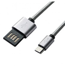 Дата кабель USB 2.0 AM to Micro 5P 1.0m Grey/Black Grand-X (FM02)