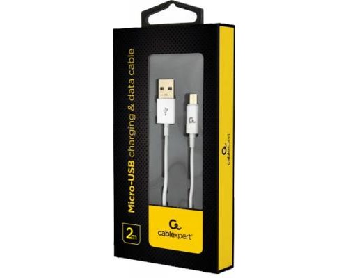 Дата кабель USB 2.0 AM to Micro 5P 2.0m Cablexpert (CC-USB2P-AMmBM-2M-W)