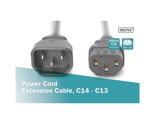 Кабель живлення C13 to C14 1.2m Digitus (AK-440201-012-S)
