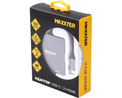 Перехідник Maxxter USB-C to 2 HDMI 2 display (V-CM-2HDMI)