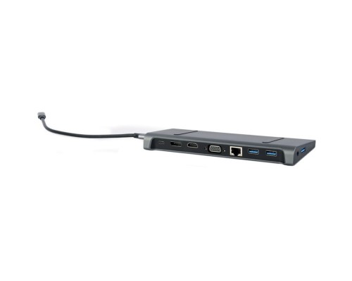 Концентратор Cablexpert USB-C 9-in-1 (USB-hub + HDMI/VGA/PD/CR/LAN/3.5mm) (A-CM-COMBO9-02)
