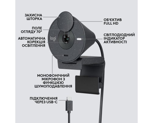 Веб-камера Logitech Brio 300 FHD Graphite (960-001436)