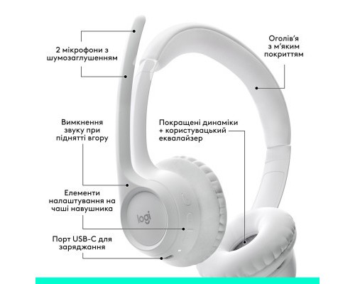 Навушники Logitech Zone 300 Bluetooth Off-White (981-001417)