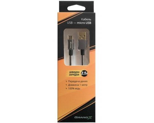 Дата кабель USB 2.0 AM to Micro 5P 1.0m Grand-X (MM-01)