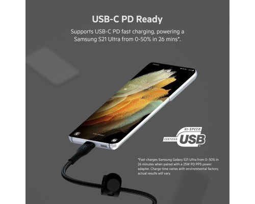 Дата кабель USB-C to USB-C 1.0m Belkin (CAB011BT1MBK)