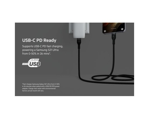 Дата кабель USB-C to USB-C 1.0m Belkin (CAB011BT1MBK)
